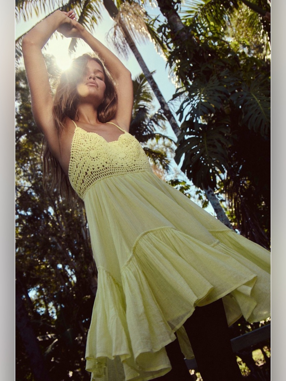 Free People Sandoll Cotton Mini Dress – Luminary Green Lemon Lime / Medium (NWT)